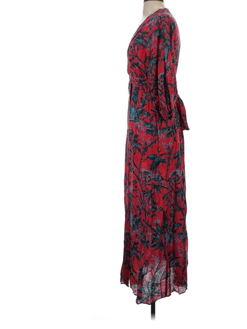 Cara Cara Rosewood Silk Maxi Dress Heron Watermelon Coral and Teal Floral Small - Picture 3 of 9